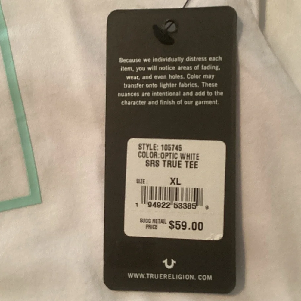 True Religion Cream Tee with Mint Green Logo
